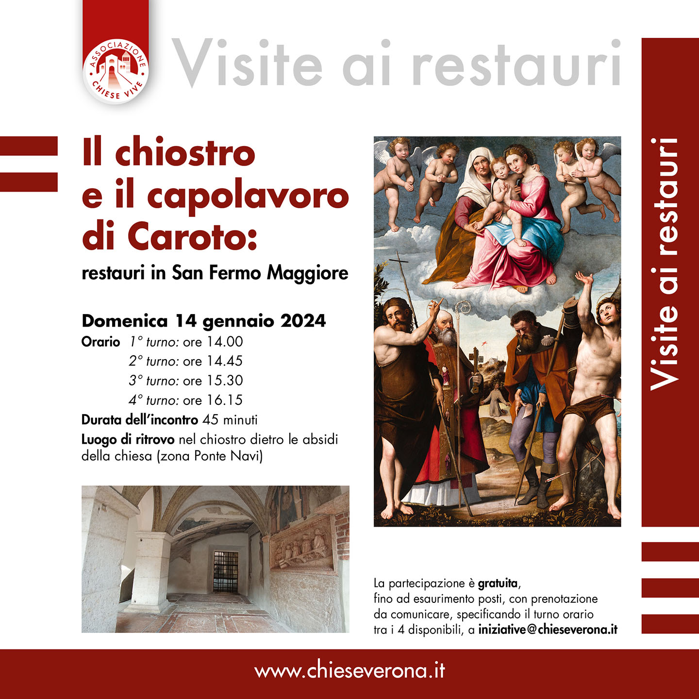 Il chiostro e il capolavoro di Caroto: restauri in San Fermo Maggiore - Chiese Vive - Chiese Verona