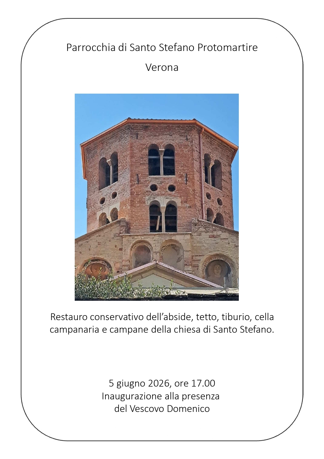 05/06/2026 Inaugurazione di alcuni significativi restauri che hanno interessato la chiesa di Santo Stefano - Chiese Vive - Chiese Verona